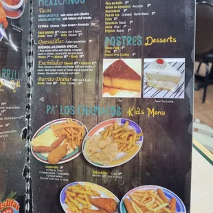 a menu for a mexican restaurant