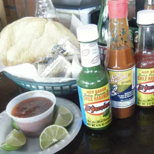 condiments, crackers, and tostadas to go with your seafood cocktail