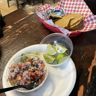 Complimentary ceviche &amp; tostadas