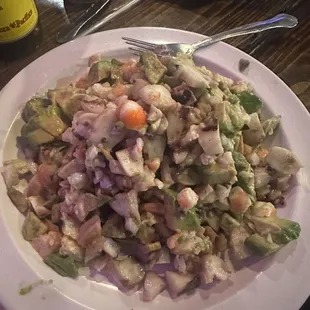 Shrimp and octopus tostada