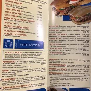 Menu - tortas