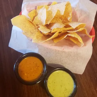 Complimentary chips and salsa (Salsa is super spicy)