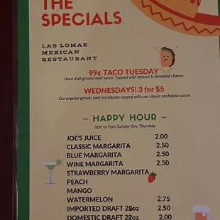 a menu for a mexican restaurant