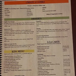 a menu for a mexican restaurant