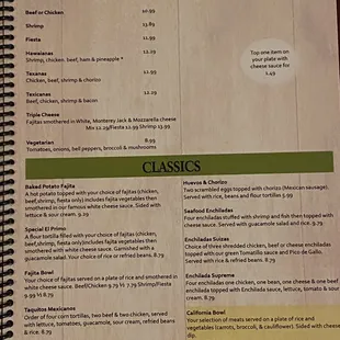 a menu for a mexican restaurant
