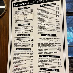 The menu with delish choices!