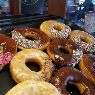 food, donuts, dough desserts