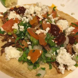 Taco creation! All ingredients from Las Lupitas. Yuuuuuuuum!