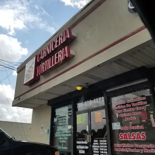 Outside in a strip mall