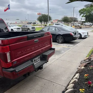 a pickup truck parked in a parking lot