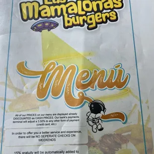 Menu cover
