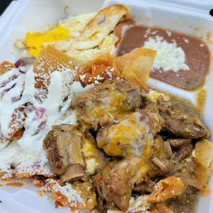 Breakfast chilaquiles delux with chili verde