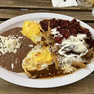 Breakfast Chilaquiles Deluxe W/Chorizo