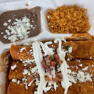 3 Red Enchiladas Lunch