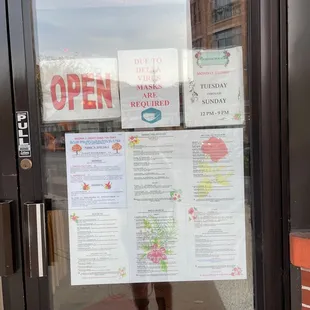 a menu in a window