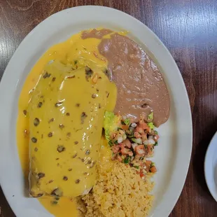 Chicken Burrito Lunch Plate.