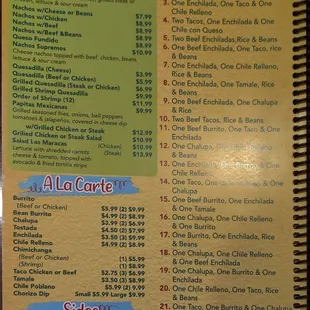 menu