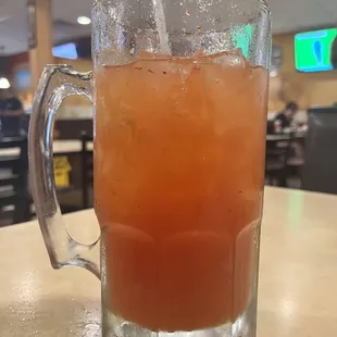 A liter of Michelada. This one was a little pale, maybe it needed a heavier *glug* of Clamato.