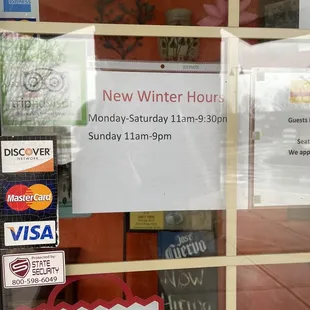 a new winter hours sign