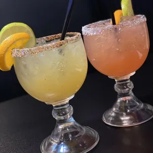 two margaritas on a table