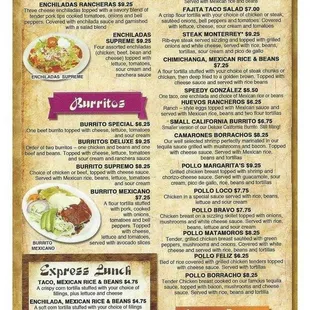 a menu for a mexican restaurant