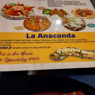 Fun House Special - snake shaped burrito