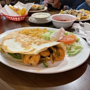 Shrimp quesadilla dinner full of shrimp!