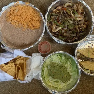 Fajitas, tacos, sides