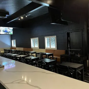 a restaurant with tables and chairs