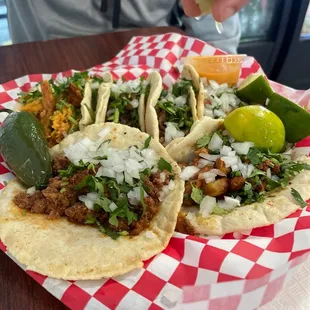 Pollo tAco , carne taco, Chorizo Taco, Al Pastor Taco