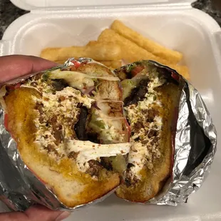 Torta with yuca fries