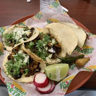 Tacos, lime, asada, chorizo