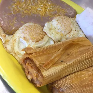 Tamale and eggs