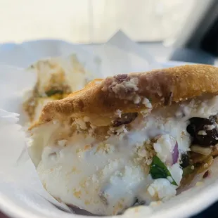 Gordita w/ al pastor meat. No lettuce, no pico de Gallo.