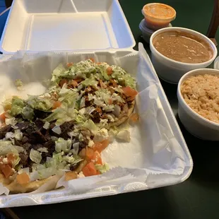 Carne asada sope and chorizo sope.