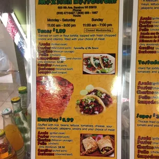 a menu for a mexican restaurant