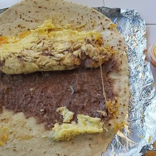 Huge bean egg cheese taquito