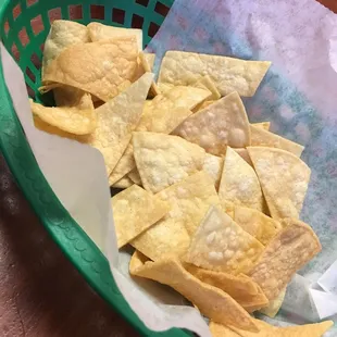 a basket of tortilla chips