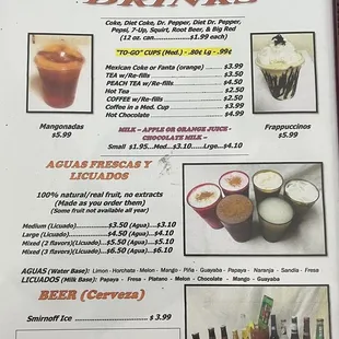 Kids Menu/Drink menu