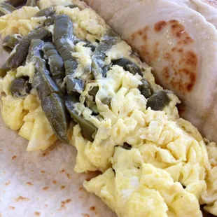 Cactus and egg taquito.