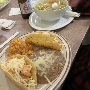 Shrimp tacos and chicken soup!!!