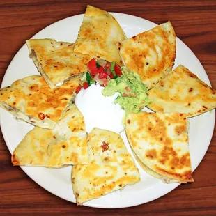 a plate of quesadillas