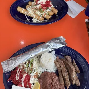 Honduran chicken tacos carne Asada plate