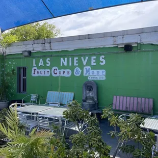 tables and chairs outside