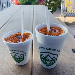 Mini corn-in-a-cup next to a larger one ;) !