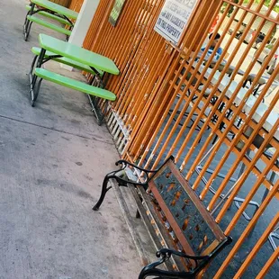 Miniature bench and table/chair seating for little kids :) !