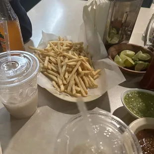 side of fries. horchata