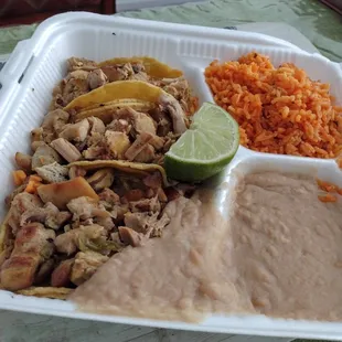 3 chicken taco plate