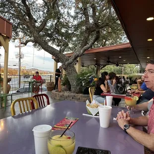 House margaritas and the rest of the porch.