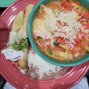 Chicken tortilla soup combo with flauta